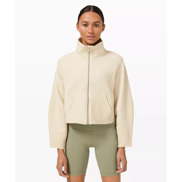 Lululemon Jackets & Blazers - Lululemon Textured Cropped Jacket Womens Bone Ivory Cream Size XS/S